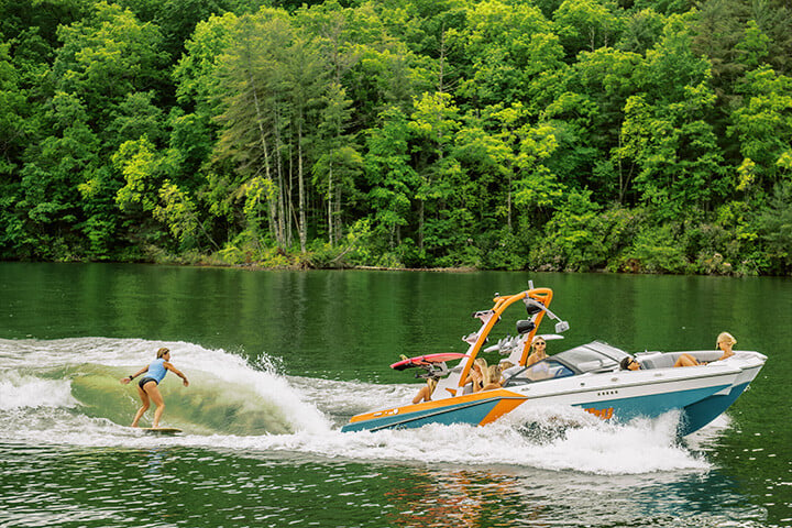 Wakesurfing behind an All-New 2025 Malibu Wakesetter 22 MXZ